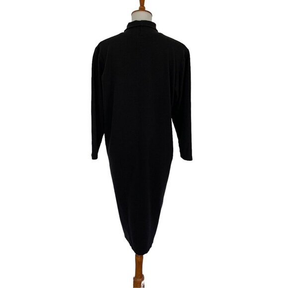 CW Clifford & Wills Black Long Sleeve Mock Neck Knit Midi Sweater Dress Medium - Picture 3 of 4